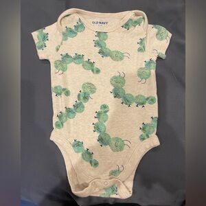 Old Navy Cream One-Piece with Green Caterpillar Motif